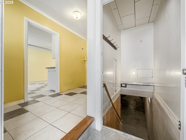 interior space featuring crown molding