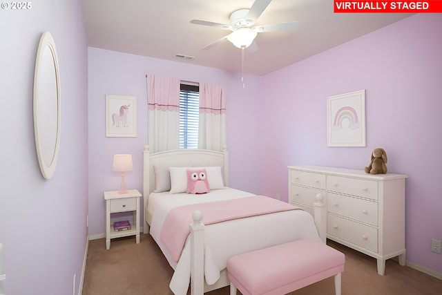 1067 S 55th St, Springfield, OR 97478 - bedroom with light carpet and ceiling fan