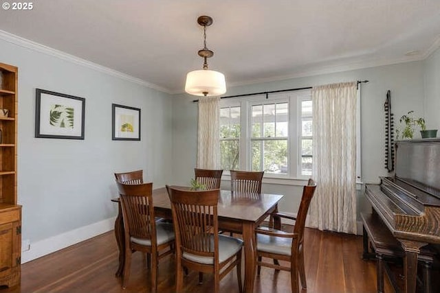 709 S Meridian St, Newberg, OR 97132 - dining space featuring dark wood-type flooring and ornamental molding