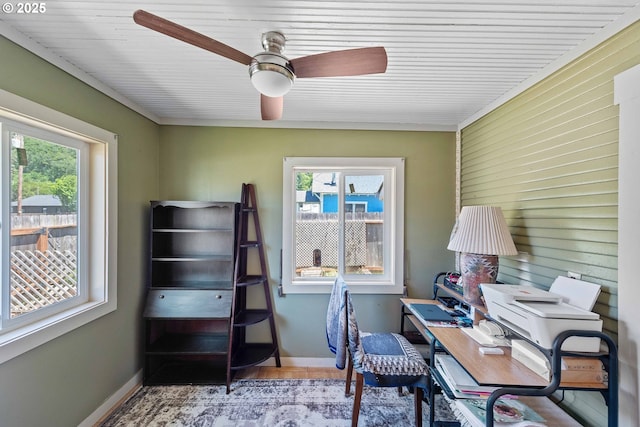 380 3rd Ave, Powers, OR 97466 - office area with healthy amount of natural light, ceiling fan, and baseboards
