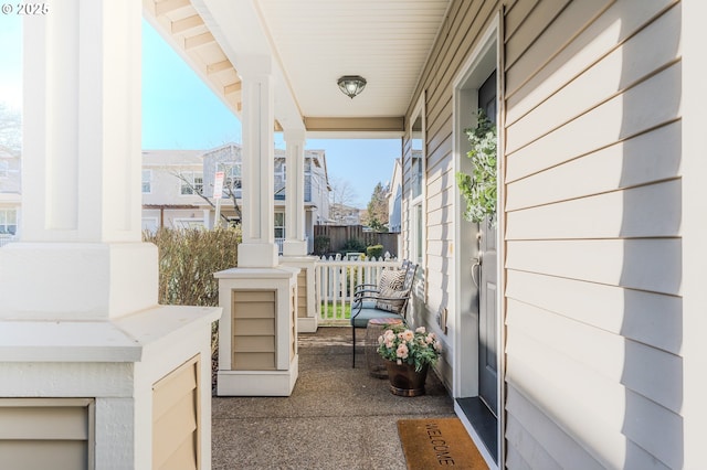 view of patio featuring a porch