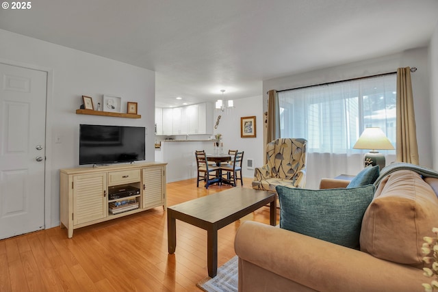 living room featuring light wood finished floors