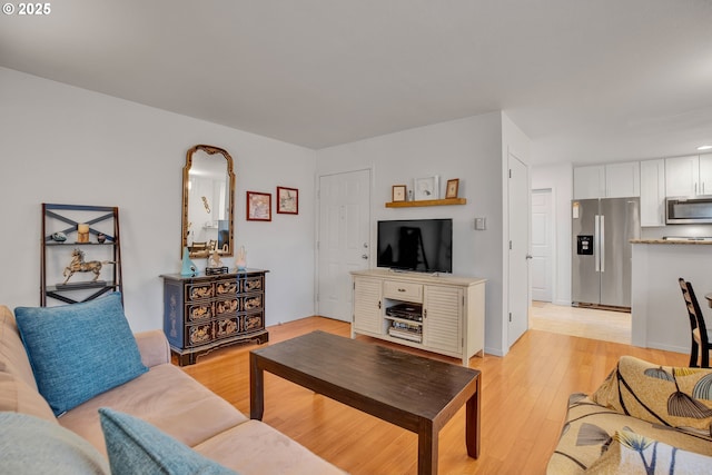 living area with light wood-style flooring