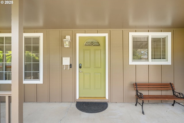 13440 SW Greenleaf Pl, Beaverton, OR 97005 - doorway to property with board and batten siding