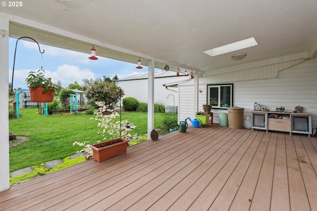 28805 Royal Ave, Eugene, OR 97402 - wooden deck featuring a lawn