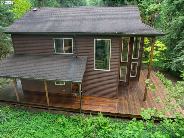 24982 E Tillicum St, Welches, OR 97067 - back of house with a shingled roof and a deck