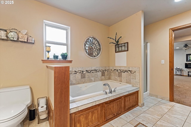 18122 Hulden Ln, Arlington, OR 97812 - bathroom with a garden tub, tile patterned flooring, and a shower stall