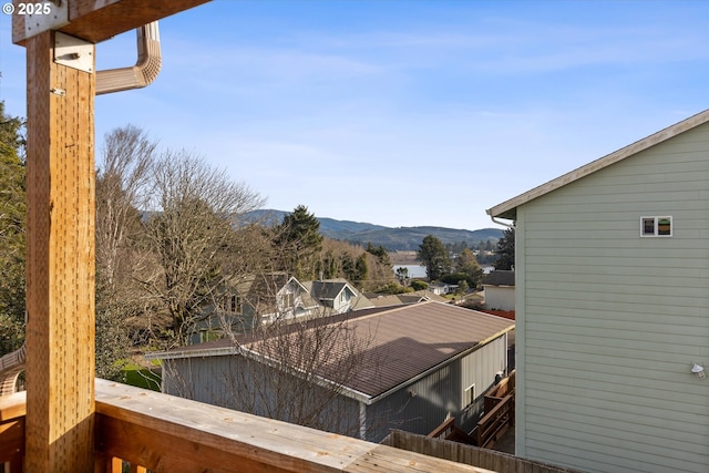 exterior space featuring a mountain view