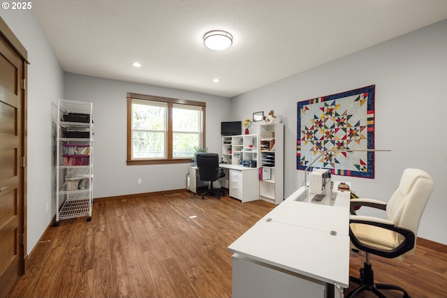8866 Ocean Crest Ln, Manzanita, OR 97130 - home office featuring wood finished floors and recessed lighting
