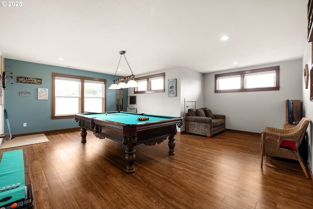 8866 Ocean Crest Ln, Manzanita, OR 97130 - game room featuring billiards, wood finished floors, and recessed lighting
