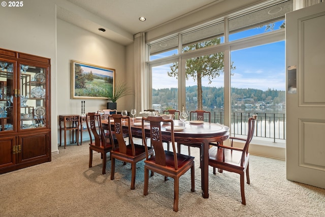 view of carpeted dining area