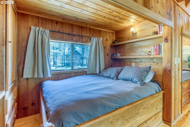 56095 Black Duck Rd, Bend, OR 97707 - bedroom with wooden walls and wooden ceiling