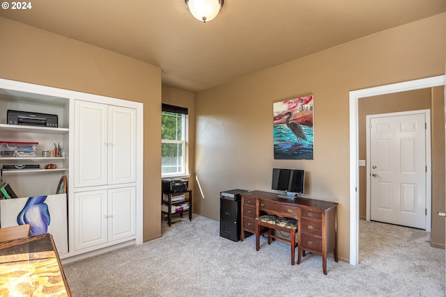 office with light colored carpet