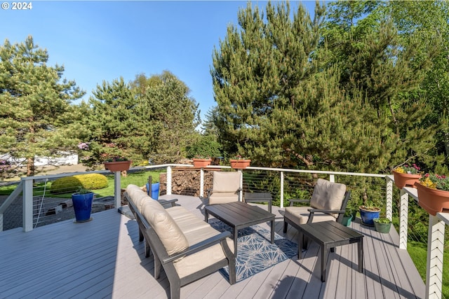 deck featuring an outdoor living space