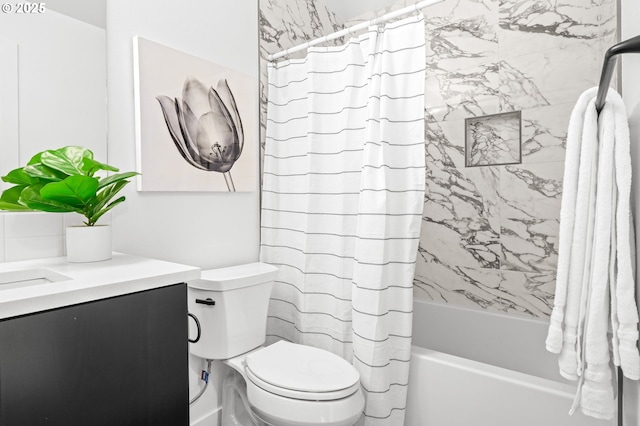 3528 NE 44th Ave, Portland, OR 97212 - bathroom with vanity, shower / tub combo with curtain, and toilet