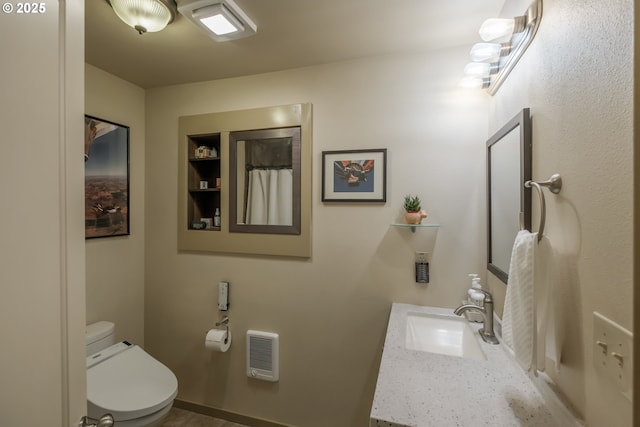 23830 Old Peak Rd, Philomath, OR 97370 - full bathroom featuring toilet, heating unit, and vanity