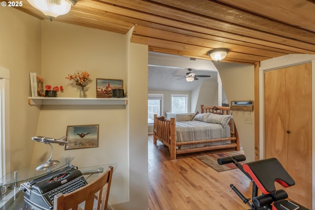 23830 Old Peak Rd, Philomath, OR 97370 - bedroom featuring wood finished floors and wood ceiling