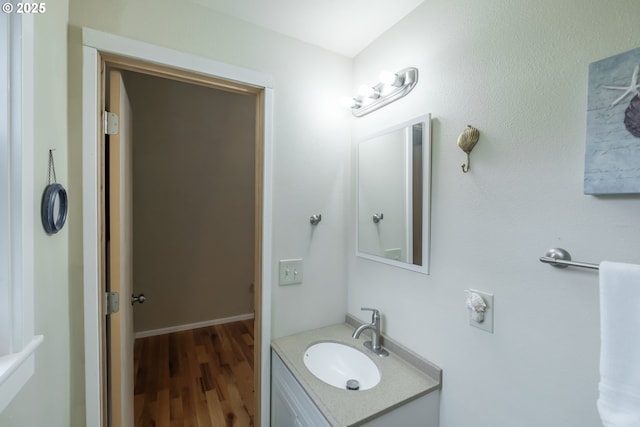 23830 Old Peak Rd, Philomath, OR 97370 - bathroom featuring wood finished floors and vanity
