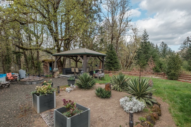 23830 Old Peak Rd, Philomath, OR 97370 - view of yard with a gazebo and an outdoor living space with a fire pit