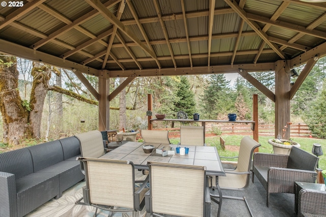 23830 Old Peak Rd, Philomath, OR 97370 - view of patio featuring a gazebo, fence, and an outdoor hangout area
