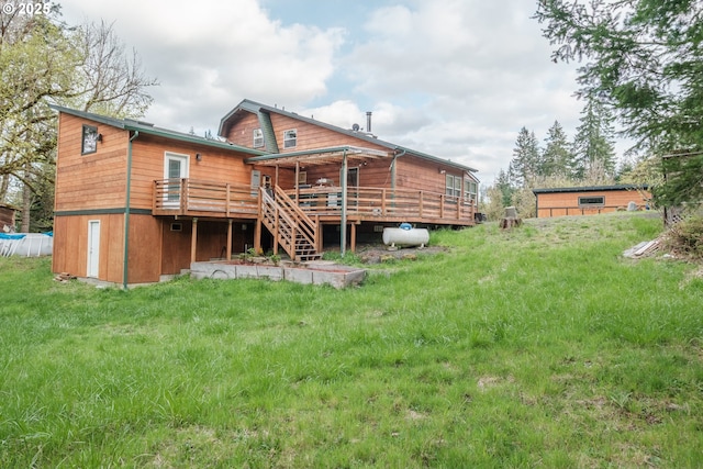 23830 Old Peak Rd, Philomath, OR 97370 - rear view of property featuring a deck and stairs