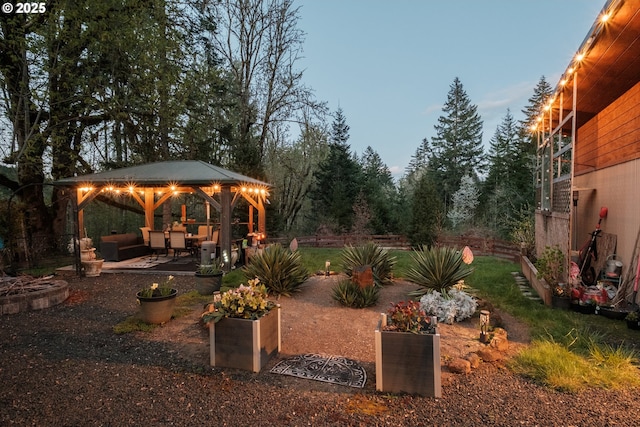 23830 Old Peak Rd, Philomath, OR 97370 - view of yard with a gazebo, an outdoor hangout area, and a patio