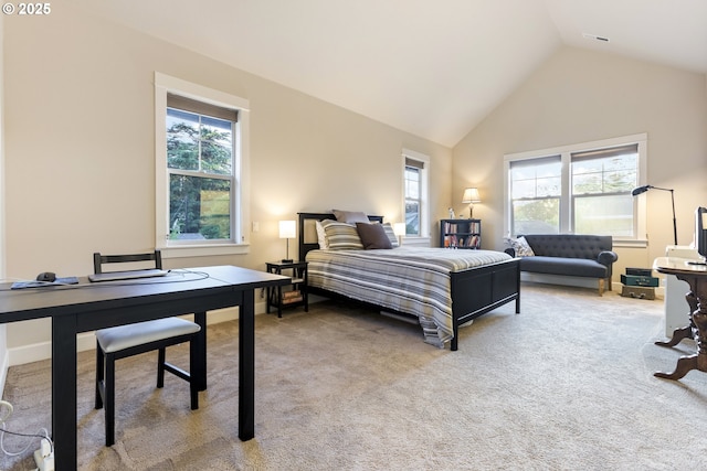 16033 SW 2nd St, Sherwood, OR 97140 - bedroom with light carpet, multiple windows, and high vaulted ceiling