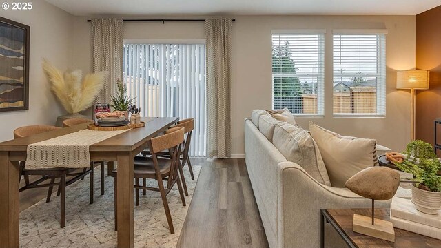 living area with wood-type flooring