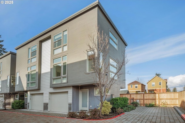 exterior space with a garage