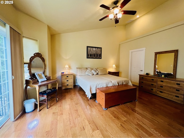 2295 Chi Chi Ln, Sutherlin, OR 97479 - bedroom with wood finished floors, lofted ceiling, and a ceiling fan