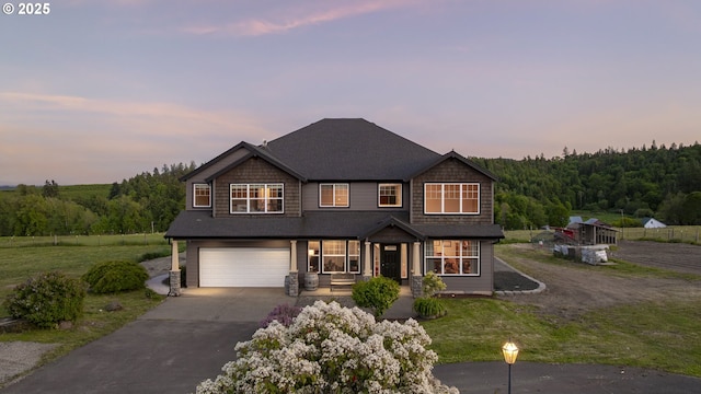12450 SE Eola Hills Rd, Dayton, OR 97114 - view of front of house featuring asphalt driveway, an attached garage, and a porch
