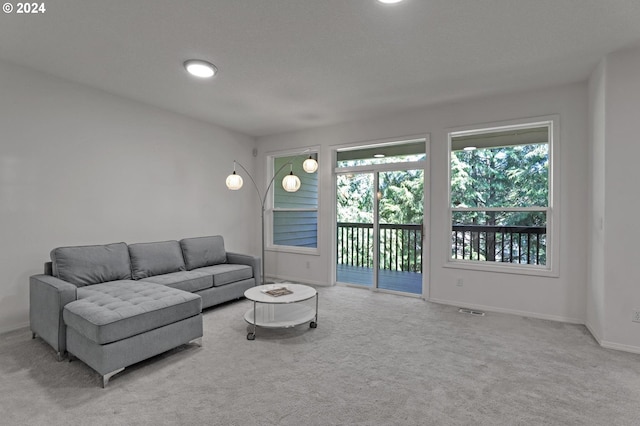 living room with carpet flooring