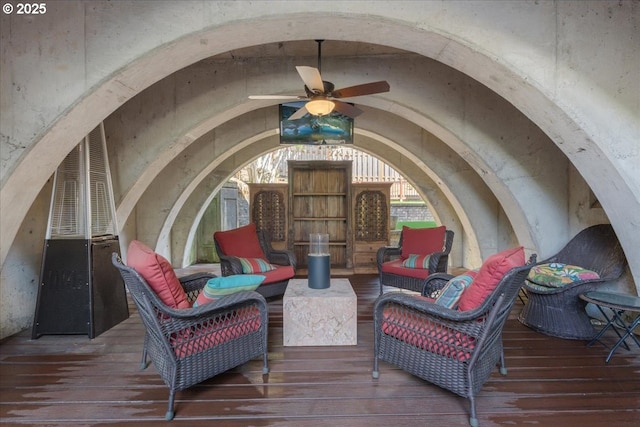 exterior space featuring arched walkways