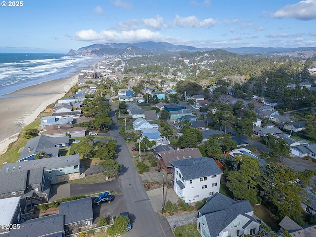 2150 NW Inlet Ave, Lincoln City, OR 97367 - aerial view with a residential view, a view of the beach, and a water and mountain view