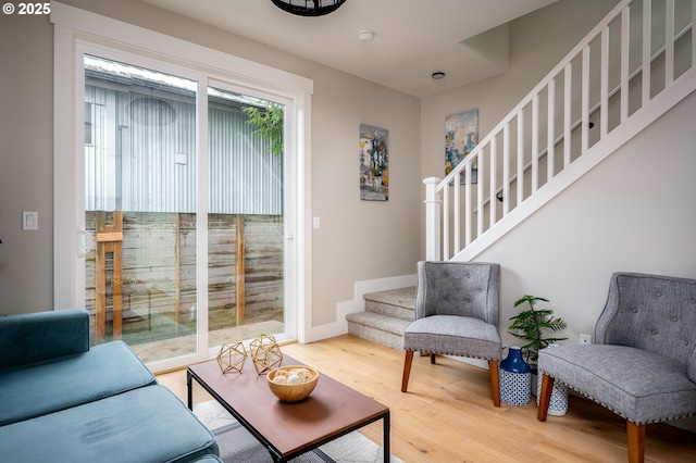 living room with hardwood / wood-style flooring