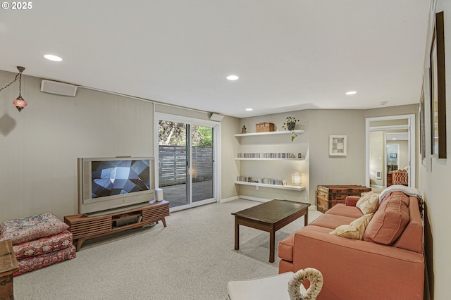 1842 SW Lobelia St, Portland, OR 97219 - carpeted living room featuring recessed lighting