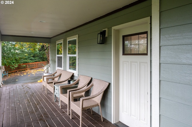 wooden deck featuring a porch