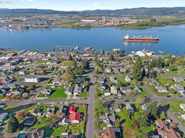 410 E D St, Rainier, OR 97048 - aerial view of property and surrounding area with a water and mountain view