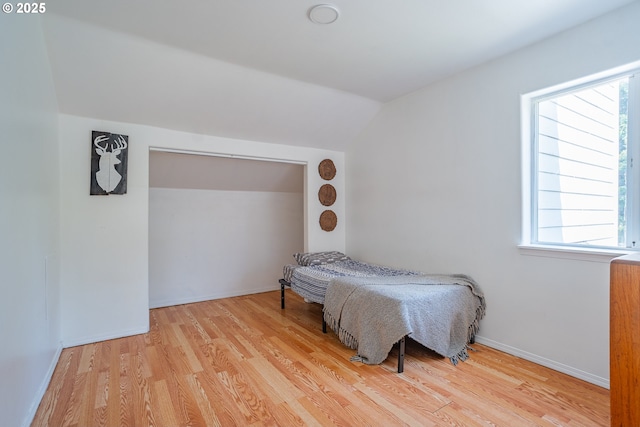 42810 NE 244th Ave, Amboy, WA 98601 - bedroom with lofted ceiling, light wood-type flooring, multiple windows, and baseboards