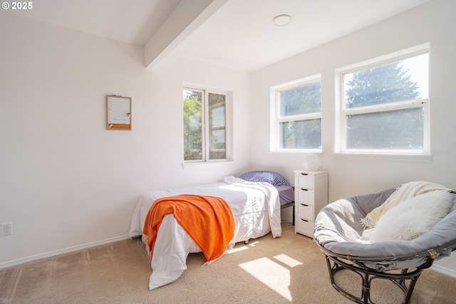 42810 NE 244th Ave, Amboy, WA 98601 - bedroom with light colored carpet, baseboards, and beam ceiling