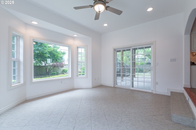 7105 Mississippi Dr, Vancouver, WA 98664 - unfurnished room featuring recessed lighting, light tile patterned floors, ceiling fan, and baseboards