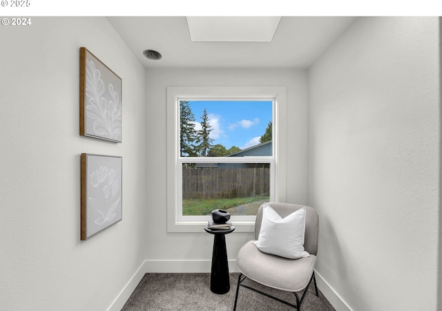 living area with carpet flooring