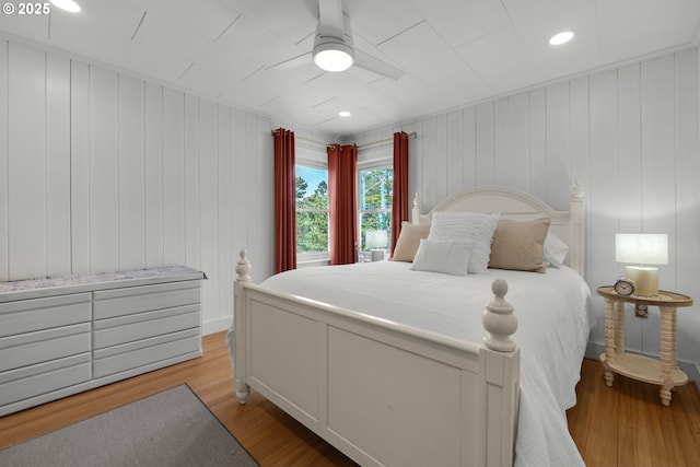 1209 N Prom, Seaside, OR 97138 - bedroom featuring light wood finished floors and ceiling fan