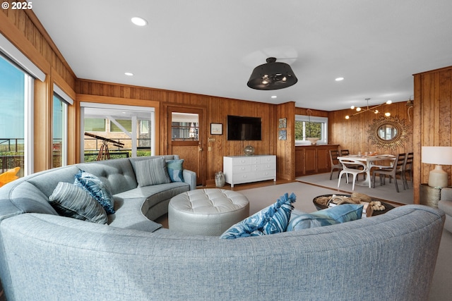 1209 N Prom, Seaside, OR 97138 - living room with wood walls and recessed lighting