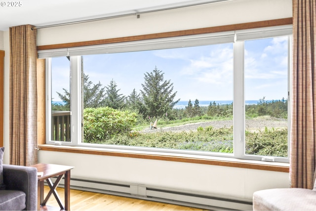 2801 Willows Rd Unit 1, Seaview, WA 98644 - living area featuring baseboard heating, wood finished floors, and healthy amount of natural light