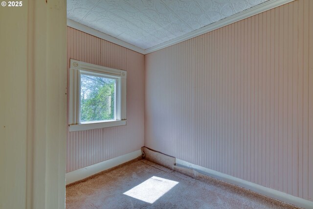 644 4th St, Myrtle Point, OR 97458 - spare room featuring baseboards, an ornate ceiling, and carpet floors
