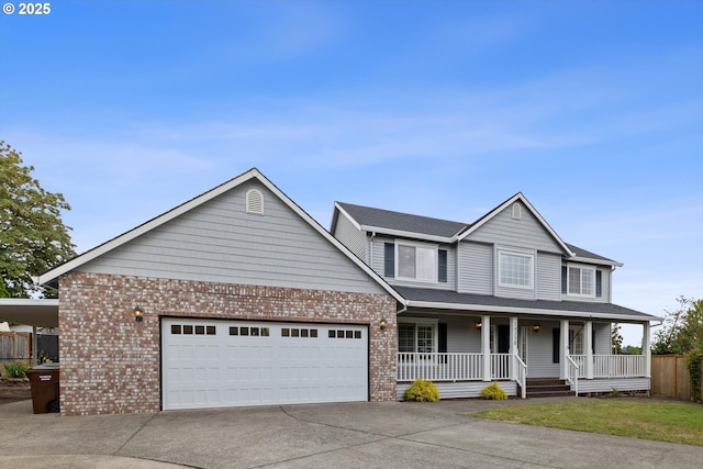 19338 Inishbride Ct, Oregon City, OR 97045 - view of front of home with a porch, brick siding, concrete driveway, and an attached garage
