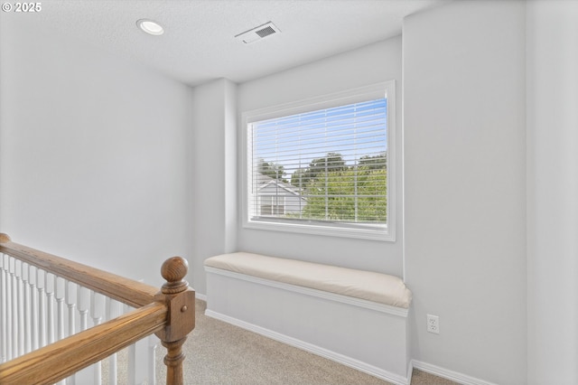 19338 Inishbride Ct, Oregon City, OR 97045 - hall featuring carpet flooring, an upstairs landing, a textured ceiling, and recessed lighting