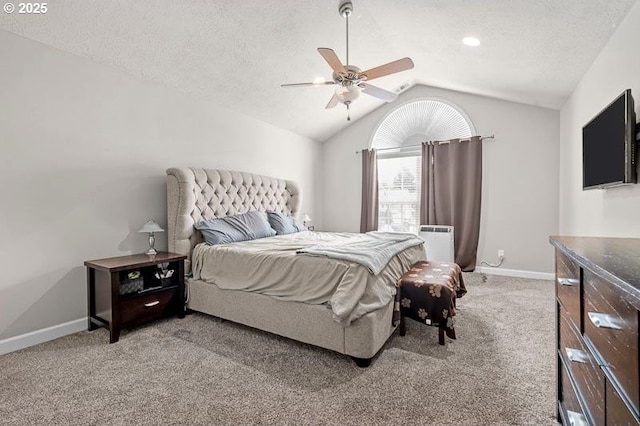 715 Shadowwood Loop, Keizer, OR 97303 - bedroom with lofted ceiling, light colored carpet, a textured ceiling, and a ceiling fan