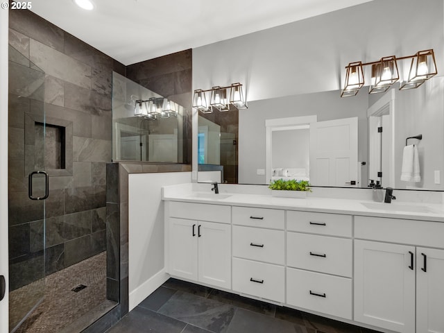 37330 Labiske Ln, Astoria, OR 97103 - full bath with a stall shower, double vanity, and recessed lighting
